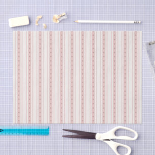 Retro Pink And Brown Heart Stripes Bakery Tissue Paper