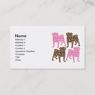 Retro Pink and Brown Paisley Pugs Business Card