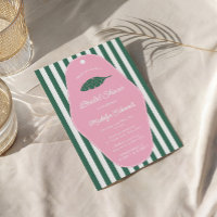 Retro Pink And Green Banana Leaf Bridal Shower