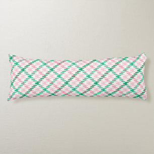 Retro pink and green houndstooth plaid pattern body cushion