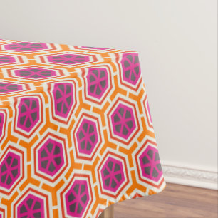 Retro Pink and Orange Modern Geometric Pattern Tablecloth
