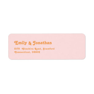 Retro Pink and Orange Wedding Return Address 