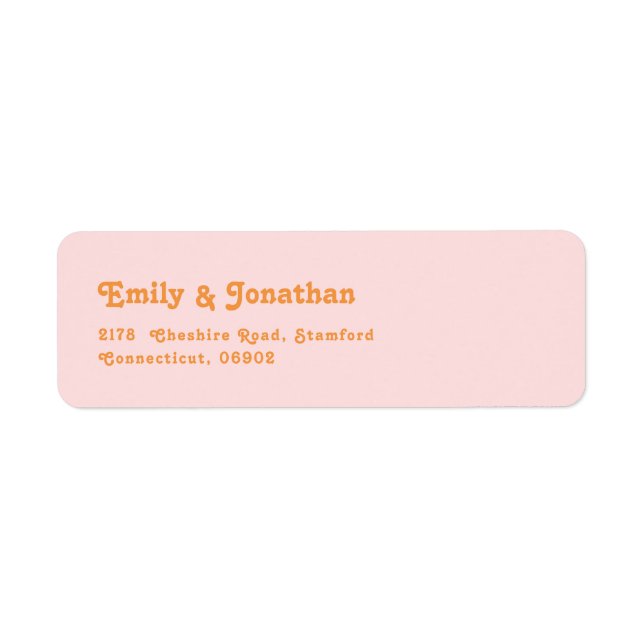 Retro Pink and Orange Wedding Return Address  (Front)