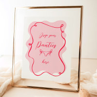 Retro pink and red drop your panties bachelorette