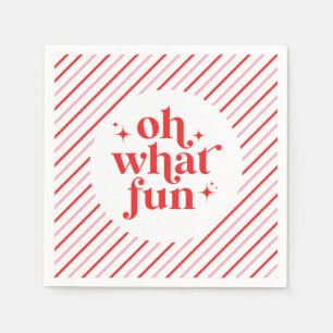 Retro Pink and Red Oh What Fun Napkin