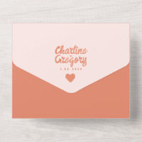 Retro Pink and Red Wavy  Handwriting Wedding