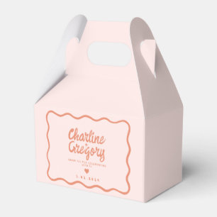 Retro Pink and Red Wavy Handwriting Wedding Favour Box