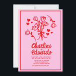 Retro Pink and Red Wavy  Handwriting Wedding Invitation<br><div class="desc">Retro Pink and Red Handwriting Wedding invitation</div>