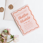 Retro Pink and Red Wavy  Handwriting Wedding  Invitation<br><div class="desc">Retro Pink and Red Handwriting Wedding invitation</div>