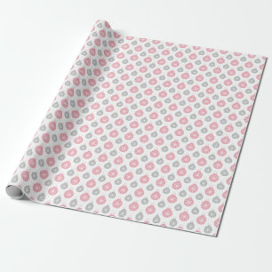 Retro pink and silver ornaments  Wrapping Paper