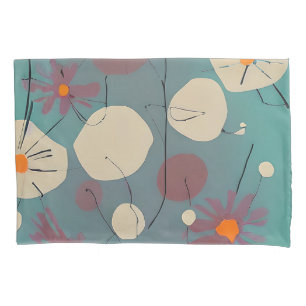 Retro pink and white flowers  pillowcase