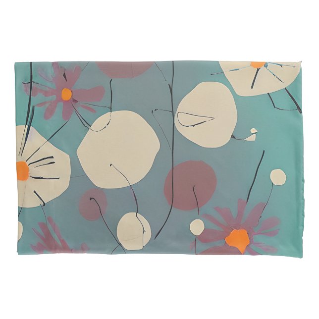 Retro pink and white flowers  pillowcase (Front)