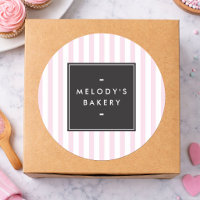 Retro Pink and White Stripes Bakery