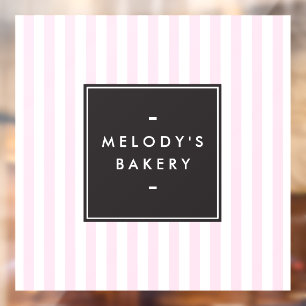 Retro Pink and White Stripes Bakery Window Cling