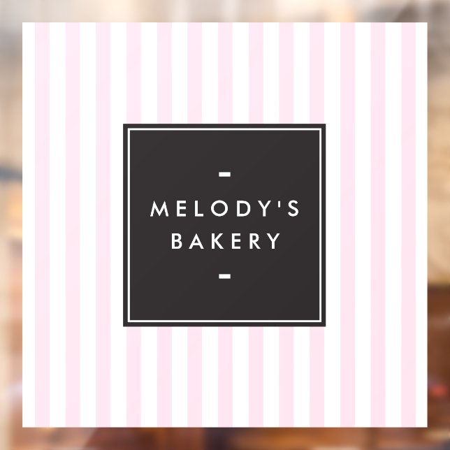 Retro Pink and White Stripes Bakery Window Cling (Sheet 2)