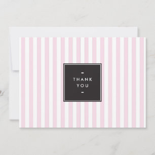 Retro Pink and White Stripes Thank You Card