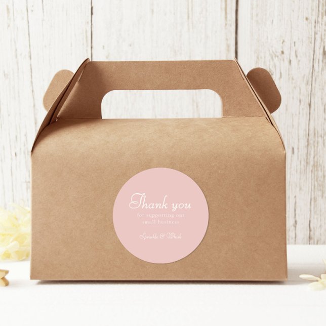 Retro Pink And White Thank You Bakery Classic Round Sticker (Creator Uploaded)