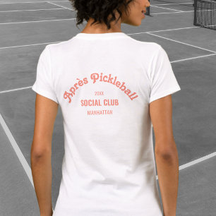 Retro Pink Après Pickle Ball Social Club White T-Shirt