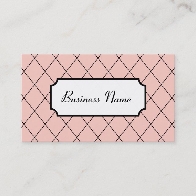 Retro Pink Argyle Business Cards (Front)