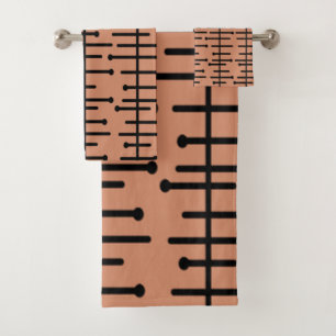 Retro Pink Atomic Lines   Bath Towel Set