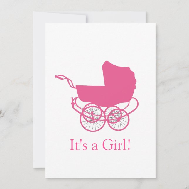 Retro Pink Baby Announcement (Front)