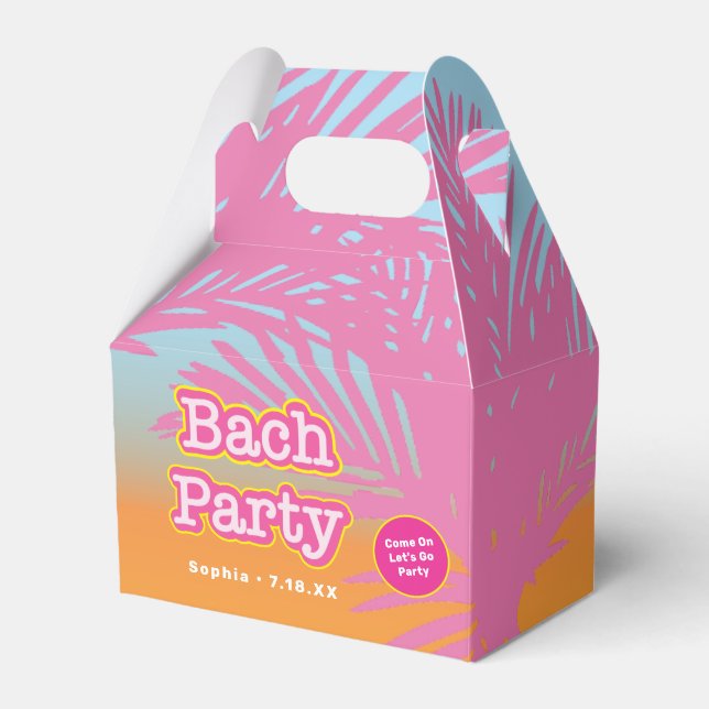 Retro Pink Bach Party Favour Box (Front Side)
