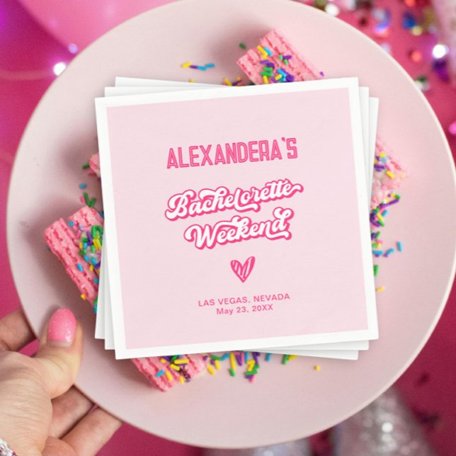 Retro Pink Bachelorette Party  Napkin (Creator Uploaded)