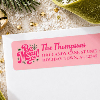 Retro Pink Be Merry Personalised Christmas Return