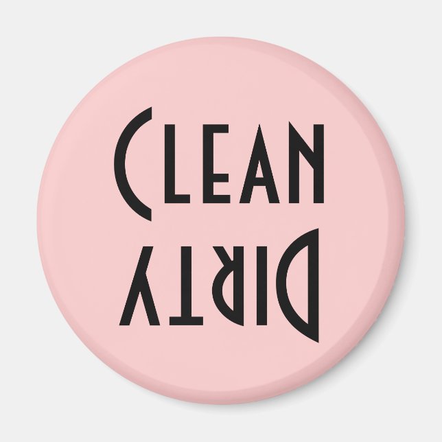 Retro Pink & Black Clean/Dirty Dishwasher Magnet (Front)