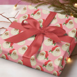 Retro Pink Black Santa Christmas Wrapping Paper<br><div class="desc">vintage black african american santa claus on pink</div>