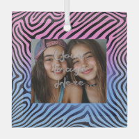 Retro Pink Blue Gradient Zebra Stripe Photo Frame