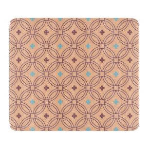 Retro Pink & Blue Interlocking Geometric Pattern Cutting Board