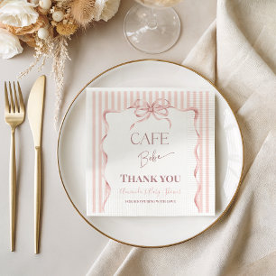 Retro Pink Bow Cafe Bebe Girl Coffee Baby Shower Napkin