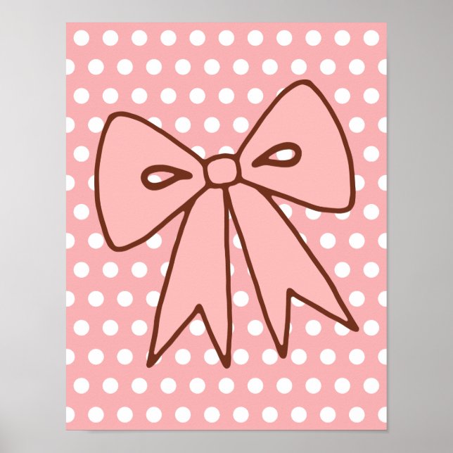 Retro Pink Bow Wall Art Poster Print Decor (Front)