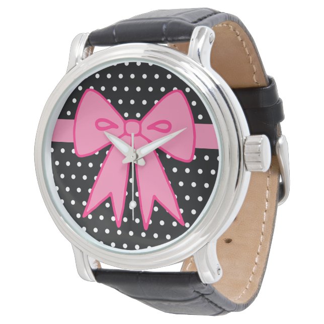 Retro Pink Bow Watch (Angled)