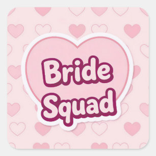 Retro Pink Bride Squad Conversation Heart Sticker