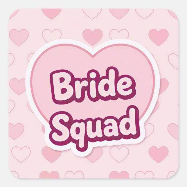 Retro Pink Bride Squad Conversation Heart Sticker (Front)