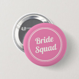 Retro Pink Bride's Squad Bridesmaid Button