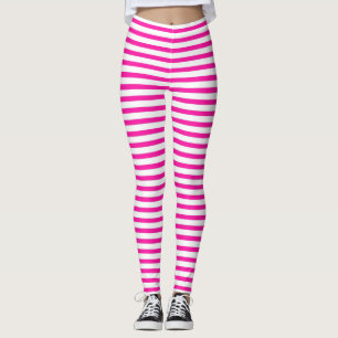 Retro Pink Candy Stripe Pattern Leggings