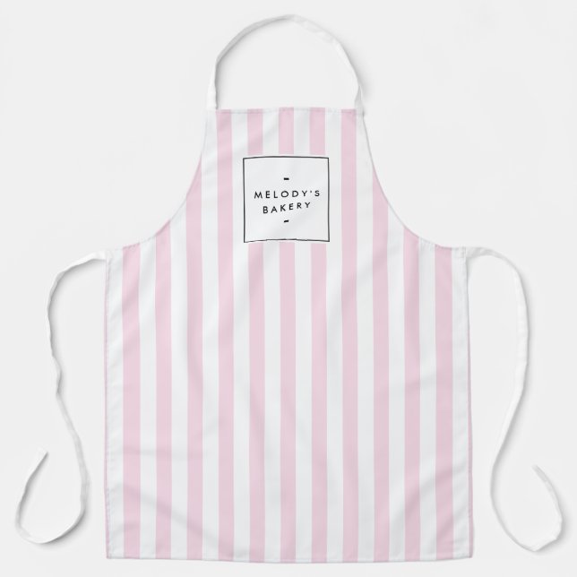 Retro Pink Candy Stripes Apron (Front)