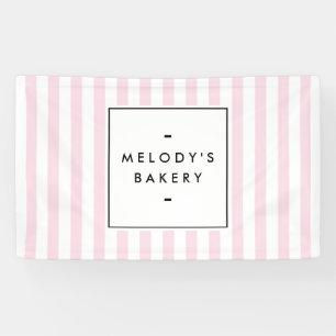 Retro Pink Candy Stripes Bakery Banner