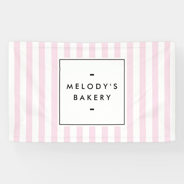 Retro Pink Candy Stripes Bakery Banner (Horizontal)