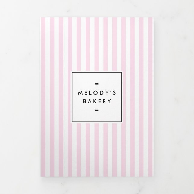 Retro Pink Candy Stripes Bakery Catering Brochure (Cover)