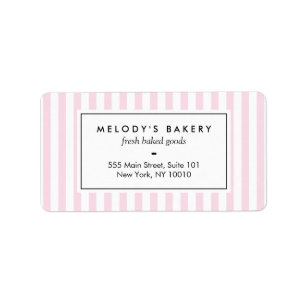 Retro Pink Candy Stripes Bakery Label