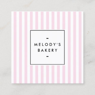 Retro Pink Candy Stripes Bakery Square Business Card
