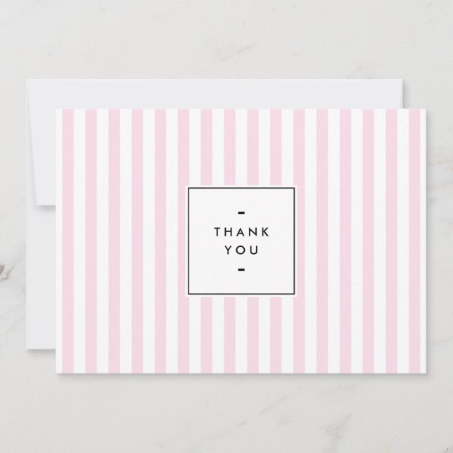 Retro Pink Candy Stripes Thank You Card (Front)