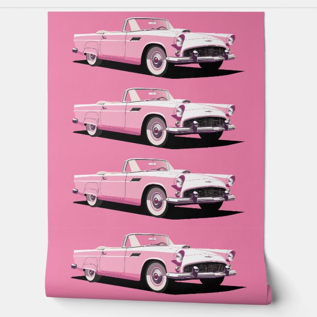 Retro Pink Car Wallpaper (Unrolling)
