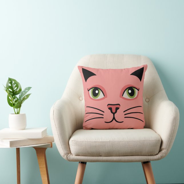 Retro Pink Cat Cushion (Chair)