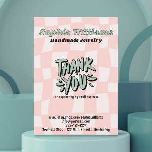 Retro Pink Checker Bracelet Jewelry Display Card