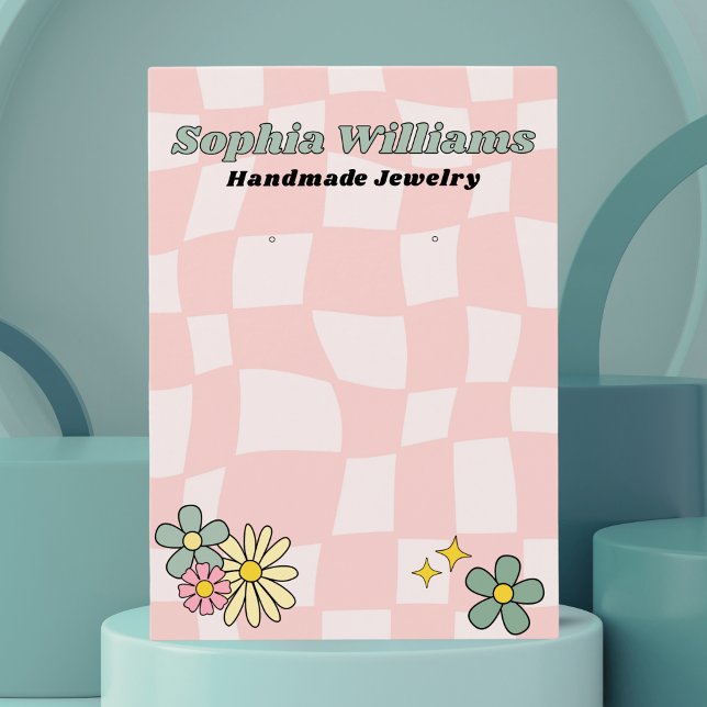 Retro Pink Chequered Earring Jewellery Display Car (Creator Uploaded)